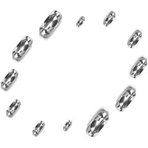 KINGOU 6 Sizes Stainless Steel Ball Chain Connector Clasps Fits for 1.6/2.0/2.4/3.2/4.0/5.0mm Beaded Ball Chain 60pcs