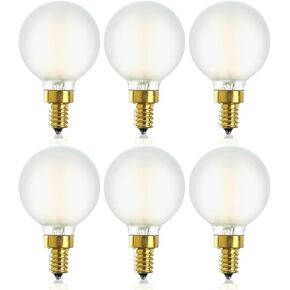 G16.5 Light Bulb,6W E12 LED Bulb dimmable Equivalent E12 Candelabra Bulb 60 Watt,Soft White 3000K,600lm,CRI90+,AC120V,Edison Style,Frosted Glass,Pack of 6
