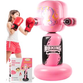 Punching Bag for Kids,48inch Kids Punching Bag,New Upgraded 360°Rotating Inflatable Boxing Bag Toy for Girls, Christmas Birthday Gift for Kids Age 3-6