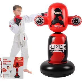 Punching Bag for Kids,48inch Kids Punching Bag,New Upgraded 360°Rotating Inflatable Boxing Bag Ninja Toy for Boys, Christmas Birthday Gift for Kids Age 3-6
