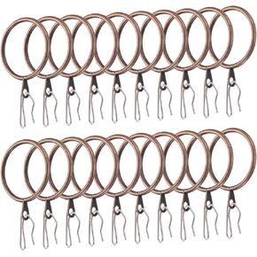 uxcell 28pcs 1.2-Inch Inner Diameter Metal Curtain Hook Rings Copper Drapery Eyelet Sliding Curtain Rings with Pin-on Drapery Hook Curtain Hooks