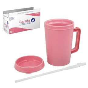 Dynarex Bedside Plastic 34 oz. Carafe - Insulated for Hot Or Cold Liquid with Lid and Fleixble Straw - No DEHP Or Natural Rubber Latex - Portable and Easy To Clean Supplies - Case of 24