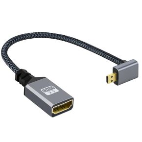 xiwai 4K Micro HDMI 1.4 Male 90 Degree Right Angled to HDMI Female Extension Cable for DV MP4 Camera DC Laptop