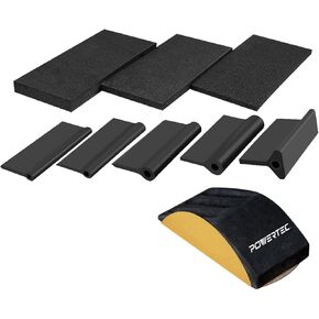 POWERTEC 8 قطع 13 مقابض صنفرة محيطية وكتلة صنفرة يدوية من إسفنج EVA للاستخدام مع ورق الرمل وقرص صنفرة 5 بوصة، أدوات صنفرة النجارة للجسم التلقائي والفن والحرف اليدوية والخشب (71893)