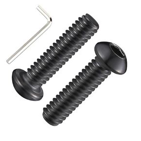 (20Pcs)3/8-16 * 3 Button Head Socket Cap Bolts Screws, 304 Black Stainless Steel, Allen Hex Drive, Bright Finish, Fully Machine Thread