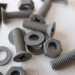 20 x Grey Countersunk Screws Polypropylene (PP) Plastic Nuts and Bolts, Washers, M6 x 20mm, Acrylic, Water Resistant, Anti-Corrosion, Chemical Resistant, Gray, 15/64 x 25/32