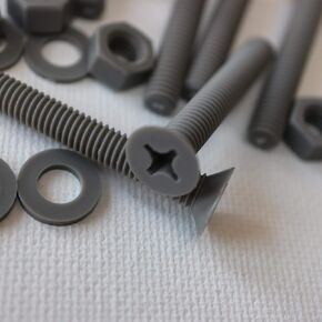 20 x Grey Countersunk Screws Polypropylene (PP) Plastic Nuts and Bolts, Washers, M6 x 40mm, Acrylic, Water Resistant, Anti-Corrosion, Chemical Resistant, Gray, 15/64 x 1-37/64
