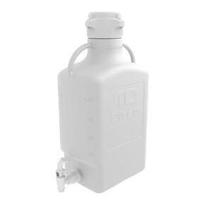 Foxx Life Sciences EZgrip 10L (2.5 Gal) Autoclavable Polypropylene (PP) Space Saving Carboy with Leakproof Spigot, 83mm (83B) VersaCap and 13L Max Capacity, Large Pinched Handles, 1209B06EA