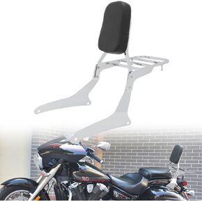 شريط سيسي للركاب مع مسند ظهر لرف الأمتعة لـ Yamaha V Star 1300 XVS1300 XVS1300A XVS950 Midnight 2007-2015، أسود