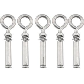 5PCS Stainless Steel Expansion Hook Eyelet M8x106mm Bolt Hook Expansion Concrete Wall Anchors for Fence Anti Theft Doors and Windows Canopy Air Conditioning Fixing