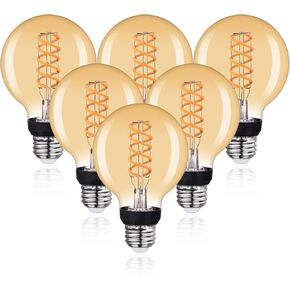 G25 LED Globe Edison Light Bulbs, Vintage Dimmable LED Filament Light Bulb E26, 6W Equivalent to 60W,2700K Warm White, G25 Glass Edison Style for Bathroom Makeup Mirror 6 Pack