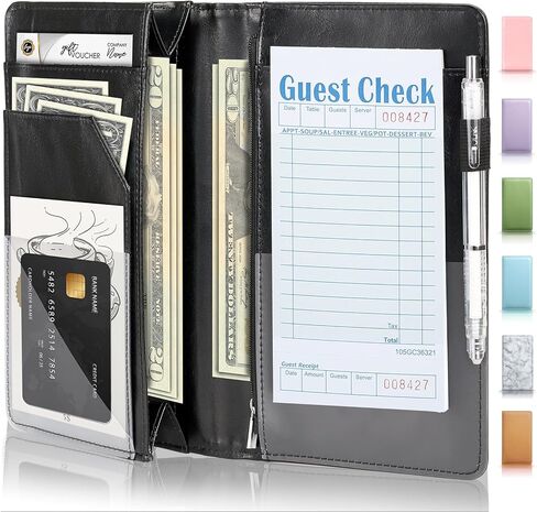 كتاب خادم قابل للتوسيع من فورفينسر مع جيب مغناطيسي، كتب خادم جلدية كبيرة للنادلة، كتاب نادل كبير الحجم، كتاب نادلة قوي مع جيب للنقود، ملحقات النادلة تناسب المئزر، وردي in Kuwait