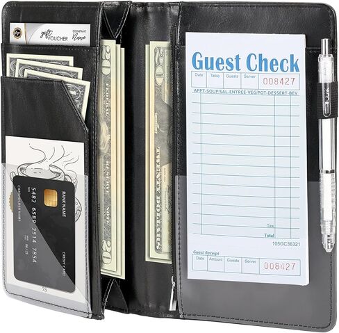 كتاب خادم قابل للتوسيع من فورفينسر مع جيب مغناطيسي، كتب خادم جلدية كبيرة للنادلة، كتاب نادل كبير الحجم، كتاب نادلة قوي مع جيب للنقود، ملحقات النادلة تناسب المئزر، وردي in Kuwait