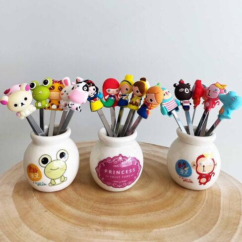 Fruit Fork, Cute Set of 6 Fruit Forks with Holder Stainless Steel Food Pick Forks for Kids Home (fairy princess) in Saudi Arabia