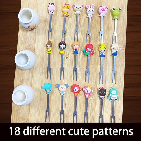 Fruit Fork, Cute Set of 6 Fruit Forks with Holder Stainless Steel Food Pick Forks for Kids Home (fairy princess) in Saudi Arabia