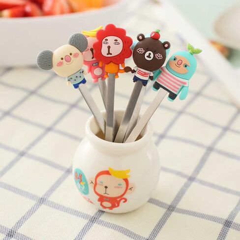 Fruit Fork, Cute Set of 6 Fruit Forks with Holder Stainless Steel Food Pick Forks for Kids Home (fairy princess) in Saudi Arabia