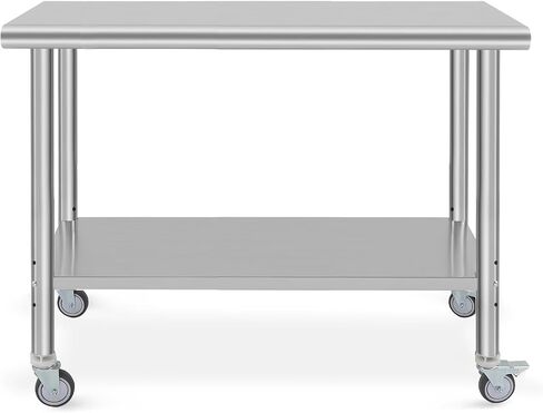 GAOMON Stainless Steel Prep Table 48 x 24 Inch, NSF Heavy Duty Commercial Kitchen Table with 4 Wheels and Undershelf, Outdoor Cooking Table, Dining Room Garage Laundry Room in Saudi Arabia