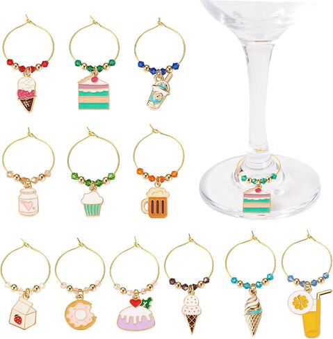 Beadthoven Wine Glass Charms Set, Goblet Drink Markers Tags Identification Wine Glass Markers for Party in Saudi Arabia