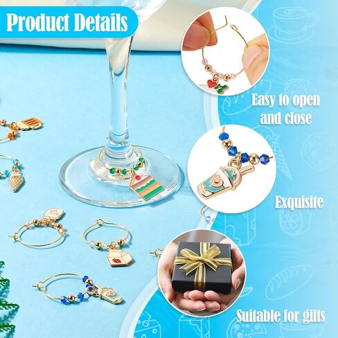 Beadthoven Wine Glass Charms Set, Goblet Drink Markers Tags Identification Wine Glass Markers for Party in Saudi Arabia