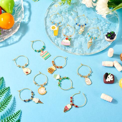 Beadthoven Wine Glass Charms Set, Goblet Drink Markers Tags Identification Wine Glass Markers for Party in Saudi Arabia
