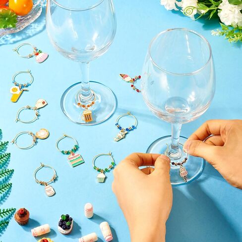 Beadthoven Wine Glass Charms Set, Goblet Drink Markers Tags Identification Wine Glass Markers for Party in Saudi Arabia