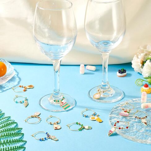 Beadthoven Wine Glass Charms Set, Goblet Drink Markers Tags Identification Wine Glass Markers for Party in Saudi Arabia