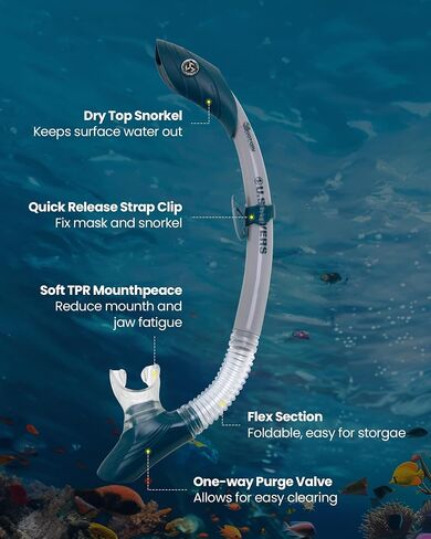 OutdoorMaster x U.S. Divers Cozumel TX Combo Snorkeling Gear for Adults, Dry Snorkel Set Panoramic View Anti-Fog Anti-Leak Swim Mask, Scuba Diving Swimming Snorkel Kit in Saudi Arabia