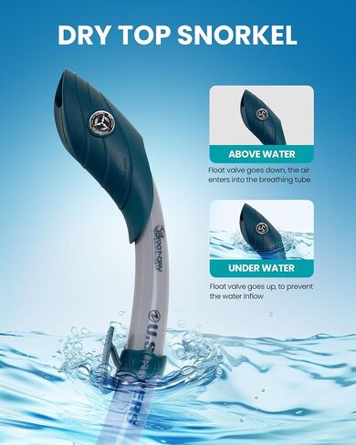 OutdoorMaster x U.S. Divers Cozumel TX Combo Snorkeling Gear for Adults, Dry Snorkel Set Panoramic View Anti-Fog Anti-Leak Swim Mask, Scuba Diving Swimming Snorkel Kit in Saudi Arabia