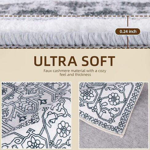 8x10 Area Rugs for Living Room, Boho Washable Rug Non-Slip and Non Shedding, Home Decor Black and White Rugs for Bedroom, Dining Room, Home Office, Kids Room in Saudi Arabia