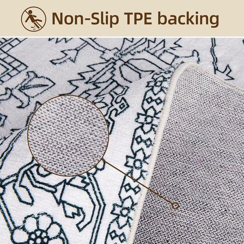 8x10 Area Rugs for Living Room, Boho Washable Rug Non-Slip and Non Shedding, Home Decor Black and White Rugs for Bedroom, Dining Room, Home Office, Kids Room in Saudi Arabia