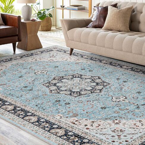 8x10 Area Rugs for Living Room, Boho Washable Rug Non-Slip and Non Shedding, Home Decor Black and White Rugs for Bedroom, Dining Room, Home Office, Kids Room in Saudi Arabia