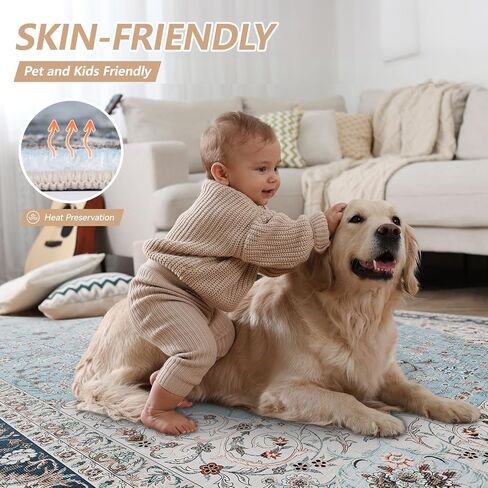 8x10 Area Rugs for Living Room, Boho Washable Rug Non-Slip and Non Shedding, Home Decor Black and White Rugs for Bedroom, Dining Room, Home Office, Kids Room in Saudi Arabia