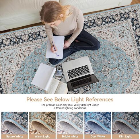 8x10 Area Rugs for Living Room, Boho Washable Rug Non-Slip and Non Shedding, Home Decor Black and White Rugs for Bedroom, Dining Room, Home Office, Kids Room in Saudi Arabia