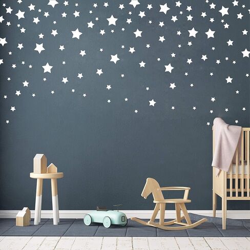 190 Picees Star Wall Decals, Matte Vinyl Wall Decals, Nursery Wall Decals, Easy to use, Removable Wall Decals for Kids Baby Girls Boys Bedroom, Home Decor Wall Stickers Y17 (Ice Blue,Matte Gold) in Saudi Arabia