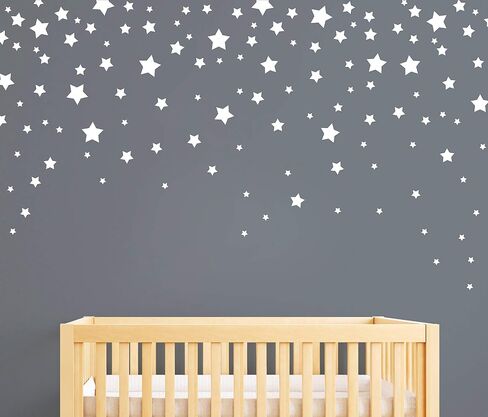 190 Picees Star Wall Decals, Matte Vinyl Wall Decals, Nursery Wall Decals, Easy to use, Removable Wall Decals for Kids Baby Girls Boys Bedroom, Home Decor Wall Stickers Y17 (Ice Blue,Matte Gold) in Saudi Arabia