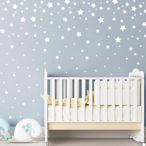 190 Picees Star Wall Decals, Matte Vinyl Wall Decals, Nursery Wall Decals, Easy to use, Removable Wall Decals for Kids Baby Girls Boys Bedroom, Home Decor Wall Stickers Y17 (Ice Blue,Matte Gold) in Saudi Arabia