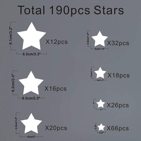 190 Picees Star Wall Decals, Matte Vinyl Wall Decals, Nursery Wall Decals, Easy to use, Removable Wall Decals for Kids Baby Girls Boys Bedroom, Home Decor Wall Stickers Y17 (Ice Blue,Matte Gold) in Saudi Arabia