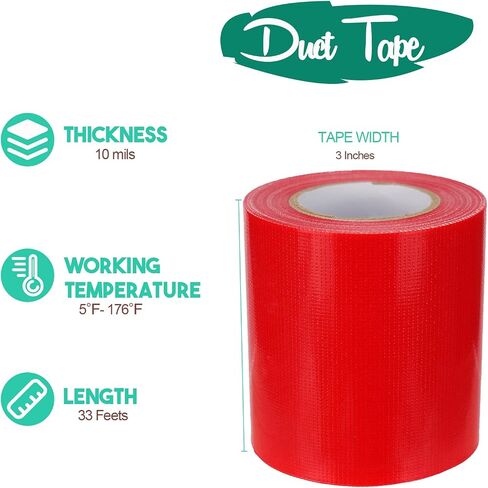 6 Pack Black Duct Tape - Wide Roll, 3 inches x 10 Yards(33 ft), Super Strong, Heavy Duty, No Residue, Waterproof, Multi-Use, All-Weather and Tear by Hand for Industrial DIY Indoor Outdoor in Saudi Arabia