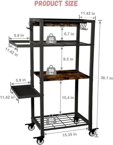 Yoga Mat Storage Rack with Wheels, 3 Tier Home Gym Workout Equipment Organizer for Dumbbells, Kettlebells, Foam Rollers in Kuwait