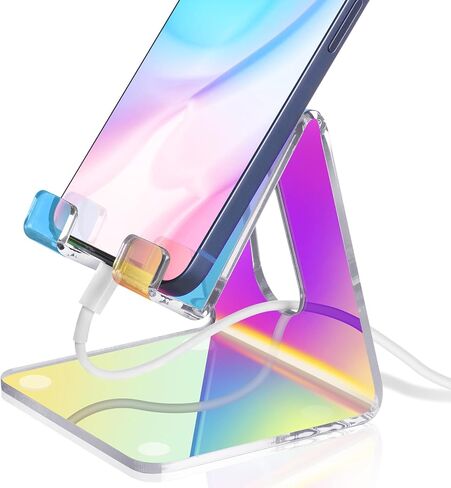 Tomorotec Clear Acrylic Cell Phone Stand, Portable Phone Holder for Desk Non-Slip Desktop Smartphones Holder Compatible with iPhone Samsung Galaxy Pixel Phone Cradle Dock Home Office in Kuwait