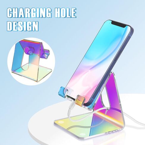 Tomorotec Clear Acrylic Cell Phone Stand, Portable Phone Holder for Desk Non-Slip Desktop Smartphones Holder Compatible with iPhone Samsung Galaxy Pixel Phone Cradle Dock Home Office in Kuwait