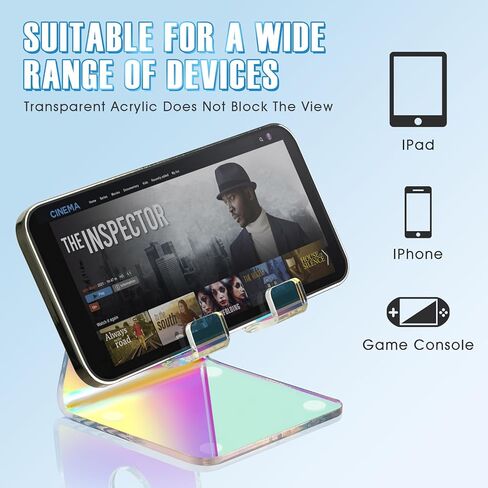 Tomorotec Clear Acrylic Cell Phone Stand, Portable Phone Holder for Desk Non-Slip Desktop Smartphones Holder Compatible with iPhone Samsung Galaxy Pixel Phone Cradle Dock Home Office in Kuwait