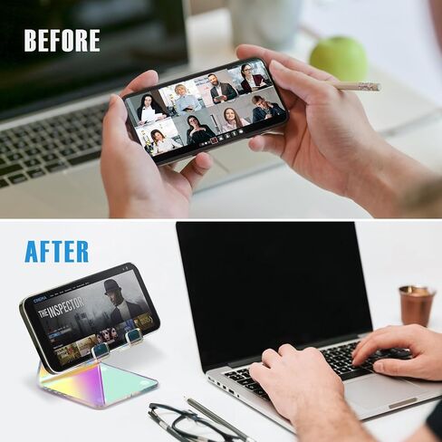 Tomorotec Clear Acrylic Cell Phone Stand, Portable Phone Holder for Desk Non-Slip Desktop Smartphones Holder Compatible with iPhone Samsung Galaxy Pixel Phone Cradle Dock Home Office in Kuwait