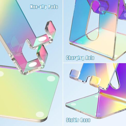 Tomorotec Clear Acrylic Cell Phone Stand, Portable Phone Holder for Desk Non-Slip Desktop Smartphones Holder Compatible with iPhone Samsung Galaxy Pixel Phone Cradle Dock Home Office in Kuwait
