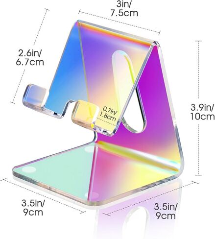 Tomorotec Clear Acrylic Cell Phone Stand, Portable Phone Holder for Desk Non-Slip Desktop Smartphones Holder Compatible with iPhone Samsung Galaxy Pixel Phone Cradle Dock Home Office in Kuwait