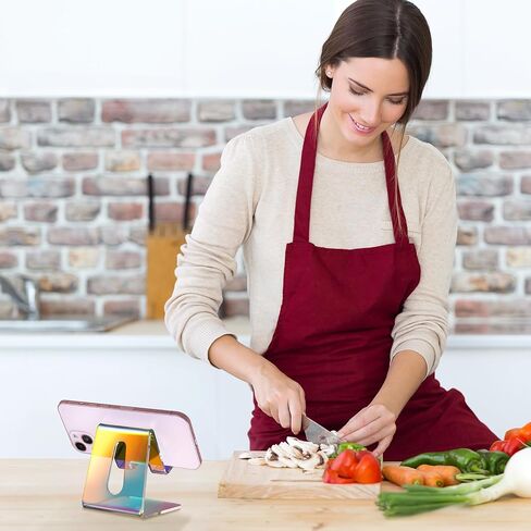 Tomorotec Clear Acrylic Cell Phone Stand, Portable Phone Holder for Desk Non-Slip Desktop Smartphones Holder Compatible with iPhone Samsung Galaxy Pixel Phone Cradle Dock Home Office in Kuwait