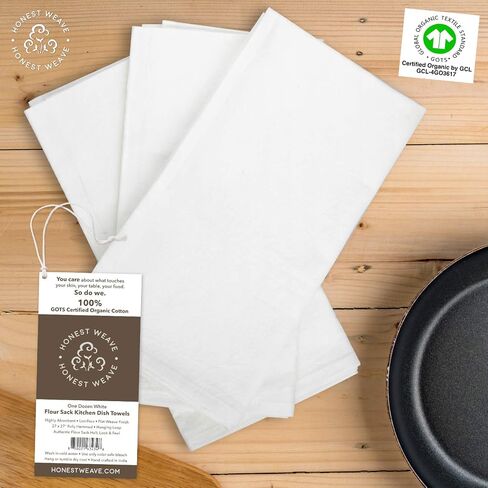 GOTS Certified 100% Organic Flour Sack Cotton Kitchen Hand and Dish Towel Sets - Extra Large 27x27 inches, Fully Hemmed, 12-Pack, Natural Tan in Saudi Arabia