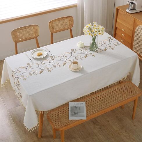 Table Cloth Rectangle Table Rustic Waterproof Tablecloth Cotton Linen Wrinkle Free Table Cloths for Parties, Kitchen Dining, Holiday, Christmas, Coffee Lines, 4-6 Seats/55x75 Inches in Kuwait