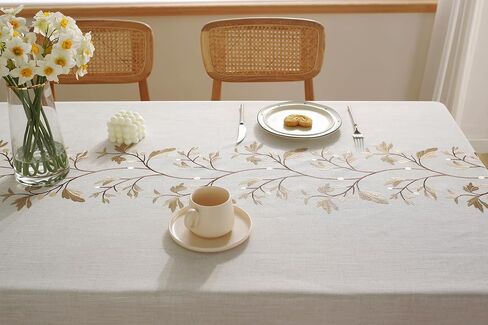 Table Cloth Rectangle Table Rustic Waterproof Tablecloth Cotton Linen Wrinkle Free Table Cloths for Parties, Kitchen Dining, Holiday, Christmas, Coffee Lines, 4-6 Seats/55x75 Inches in Kuwait