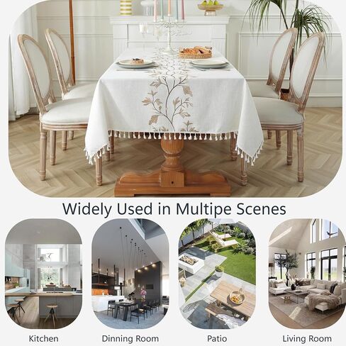 Table Cloth Rectangle Table Rustic Waterproof Tablecloth Cotton Linen Wrinkle Free Table Cloths for Parties, Kitchen Dining, Holiday, Christmas, Coffee Lines, 4-6 Seats/55x75 Inches in Kuwait